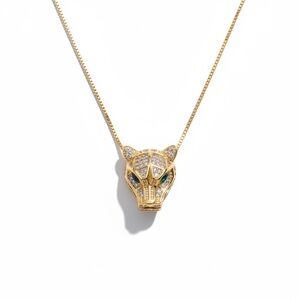 GOLD CZ PANTHER PENDANT NECKLACE
